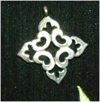 Sterling Silver Fleur De Lis Pointed Square Pendant