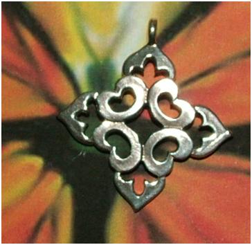 Sterling Silver Fleur De Lis Pointed Square Pendant