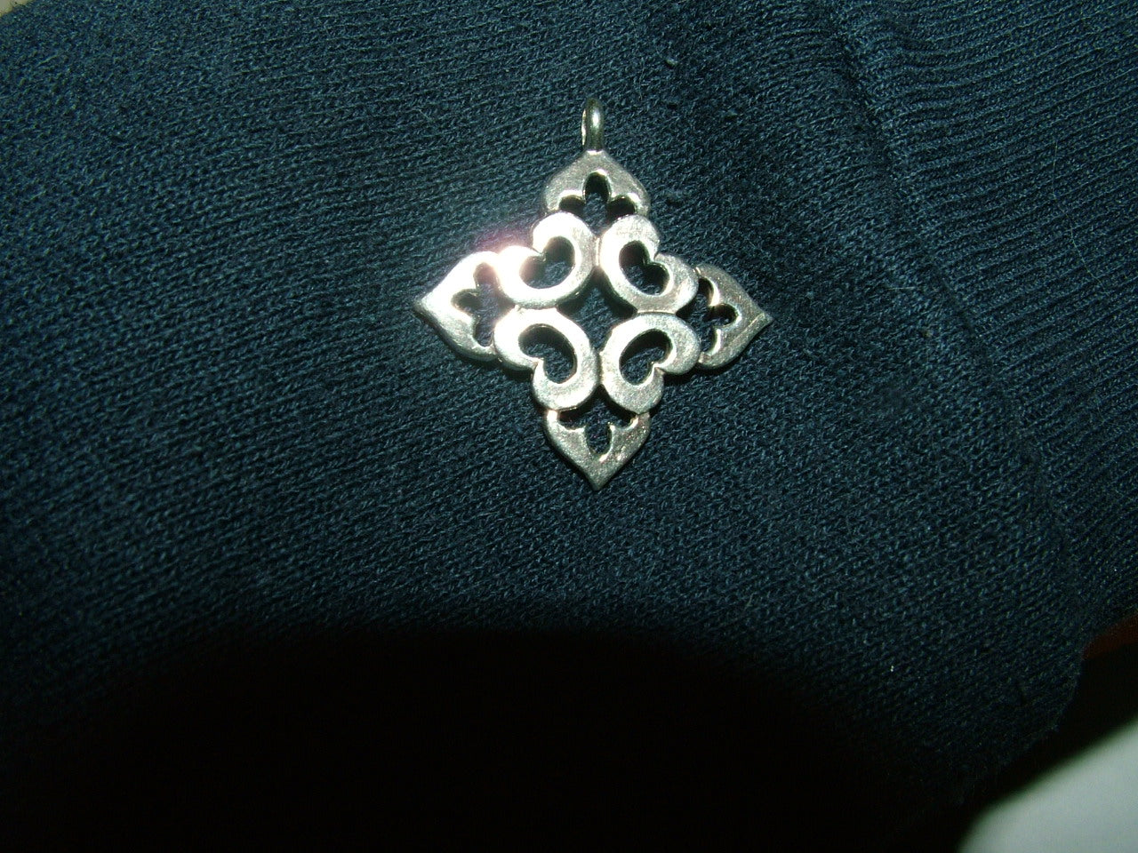 Sterling Silver Fleur De Lis Pointed Square Pendant