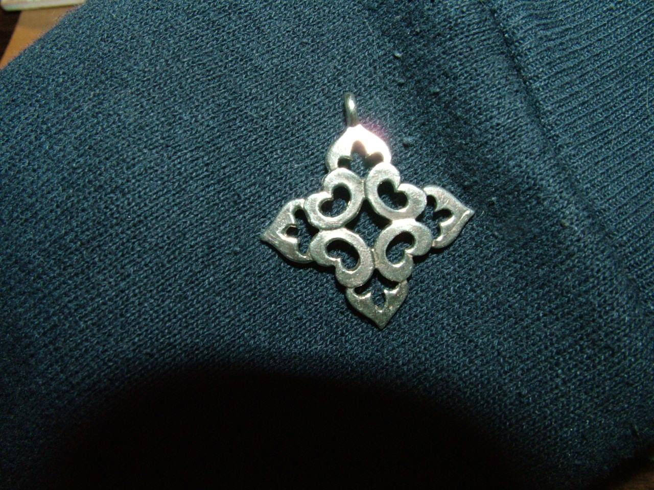 Sterling Silver Fleur De Lis Pointed Square Pendant