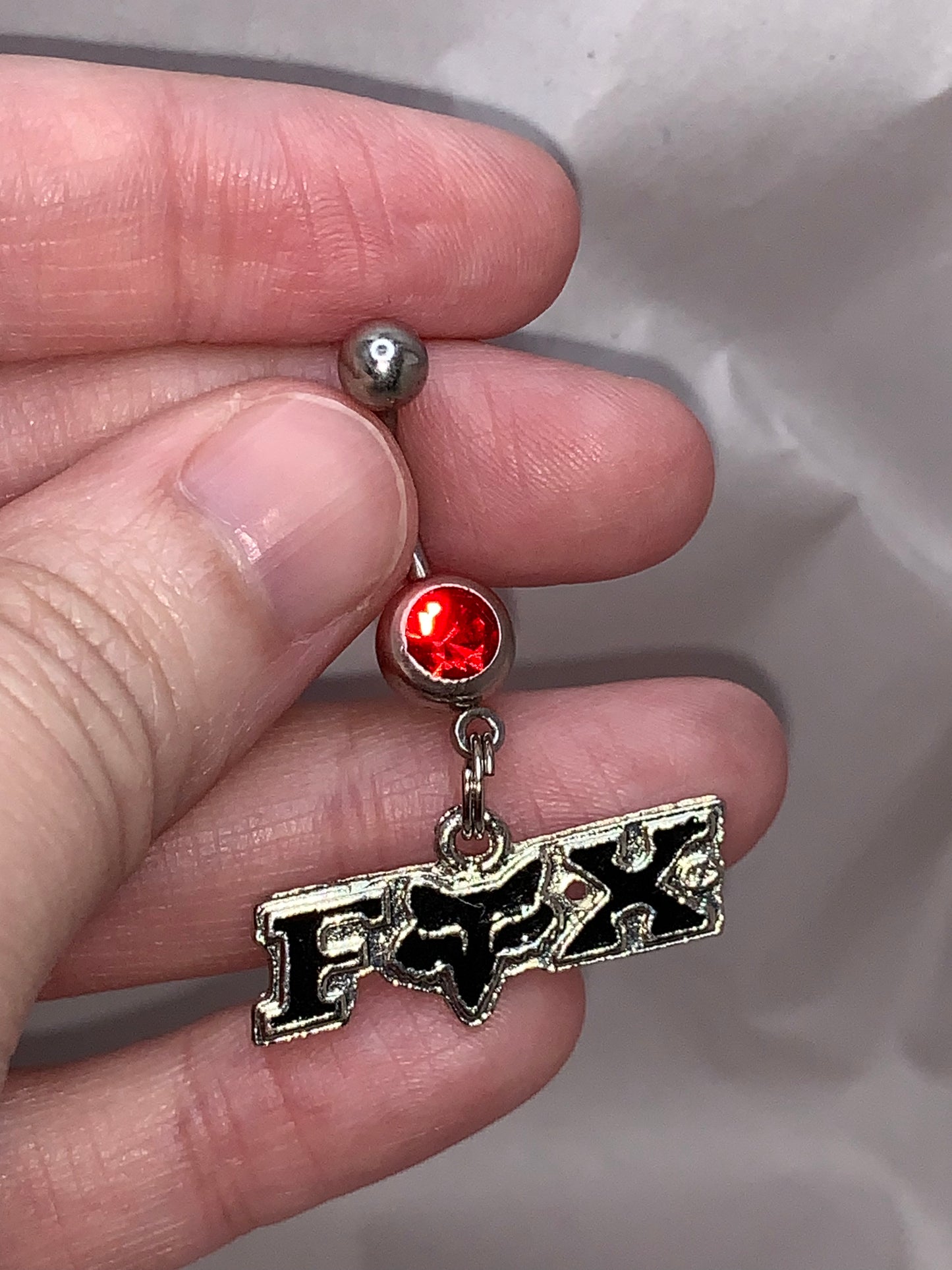 Red and Black Fox Dangle Belly Ring