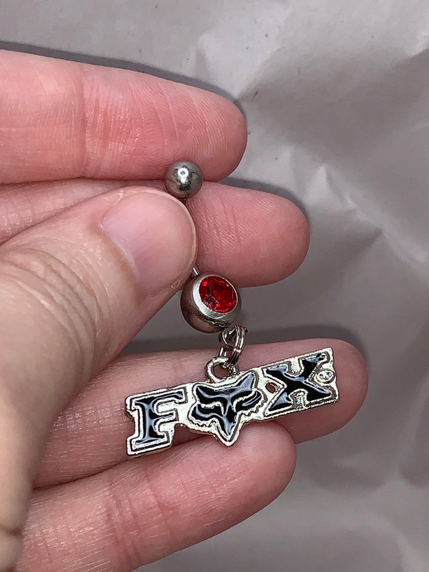 Red and Black Fox Dangle Belly Ring