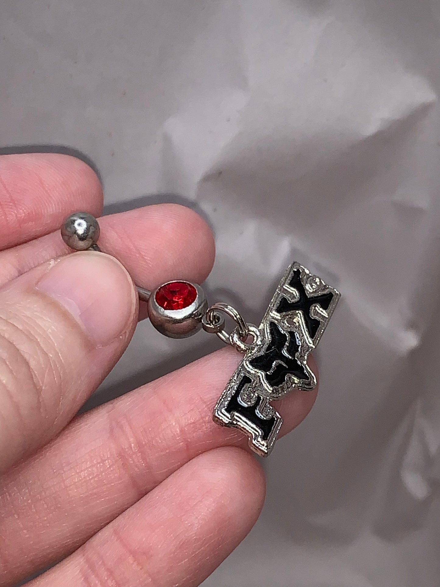 Red and Black Fox Dangle Belly Ring