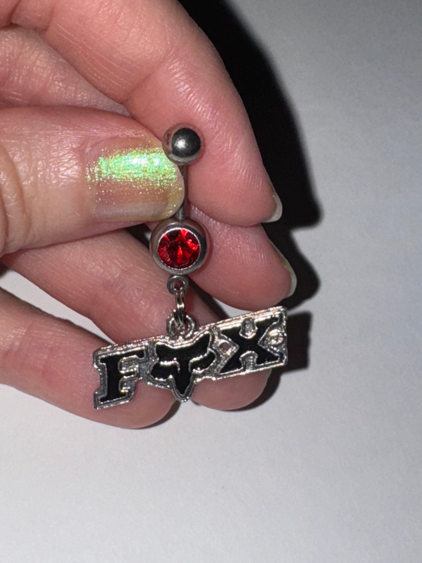 Red and Black Fox Dangle Belly Ring