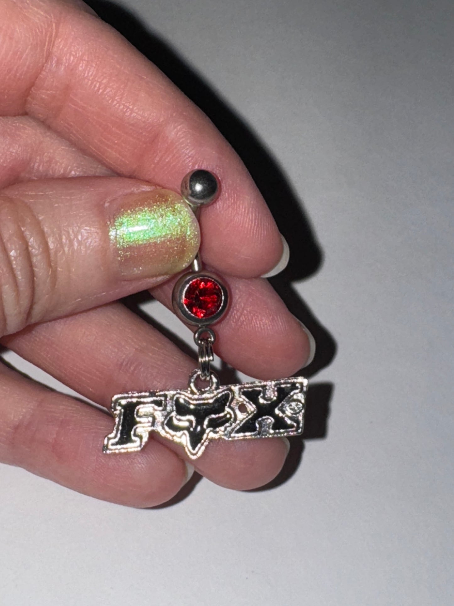 Red and Black Fox Dangle Belly Ring