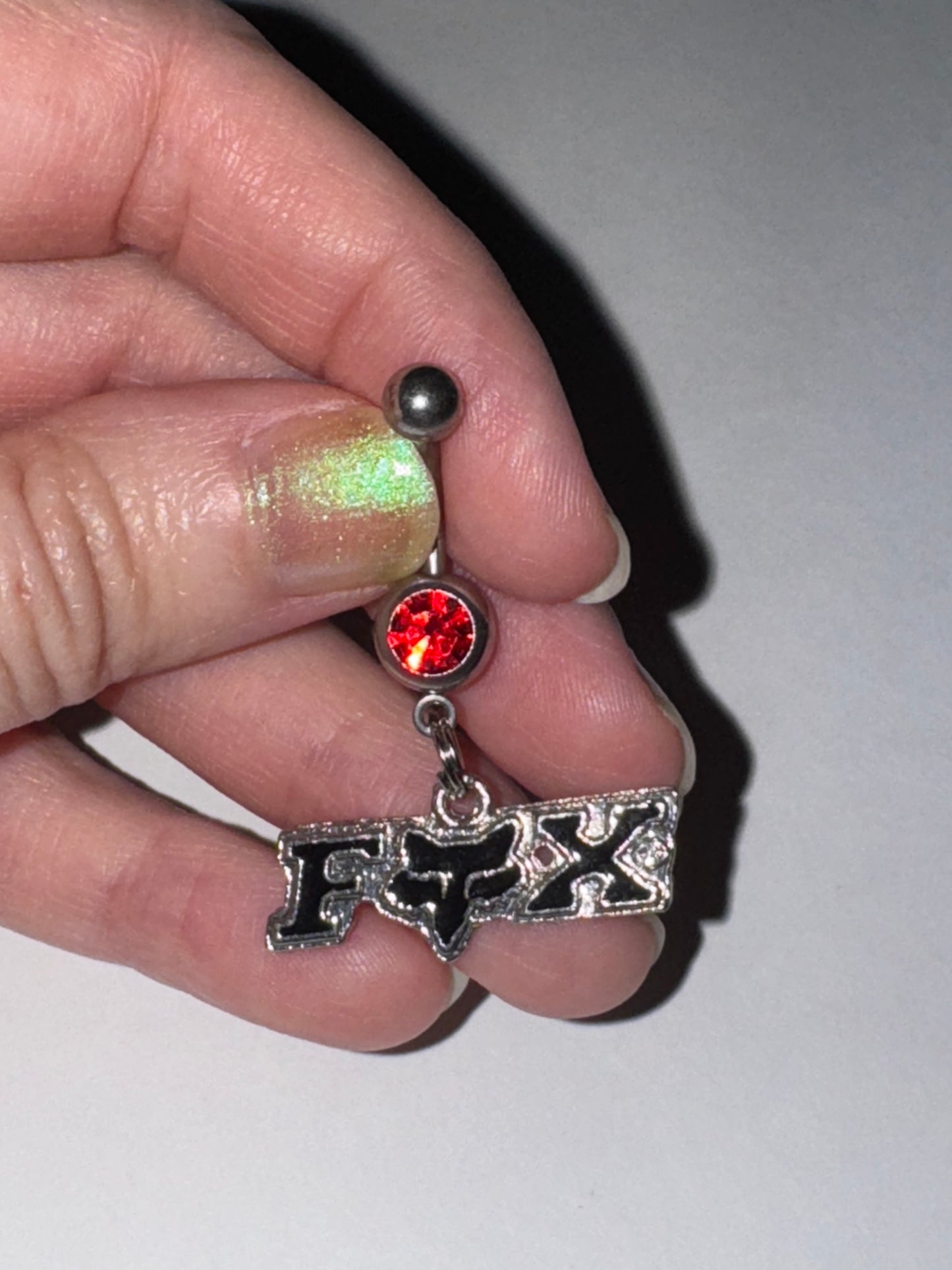 Red and Black Fox Dangle Belly Ring