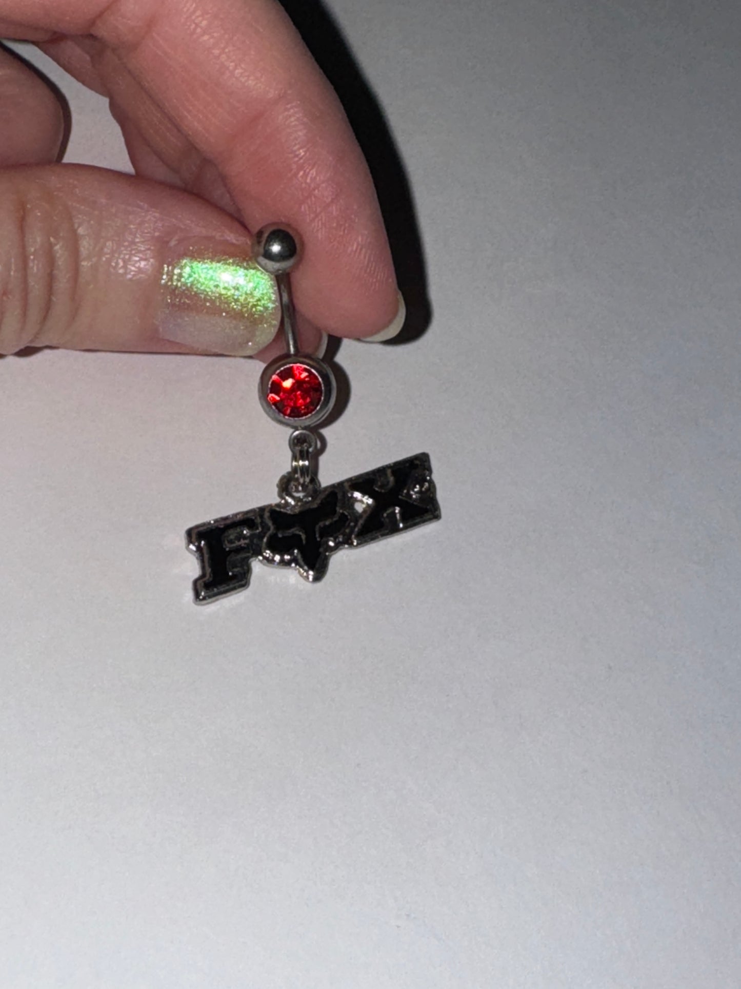 Red and Black Fox Dangle Belly Ring
