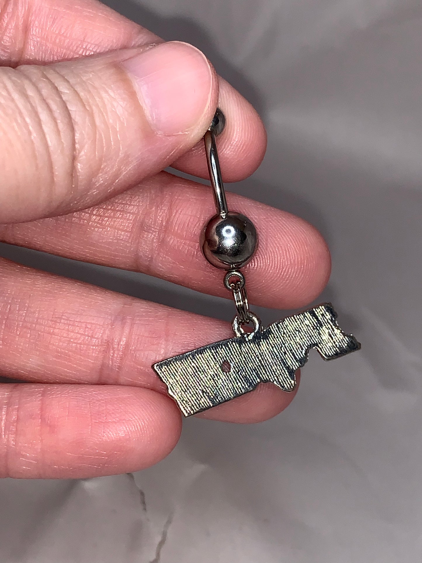 White and Green Fox Dangle Belly Ring
