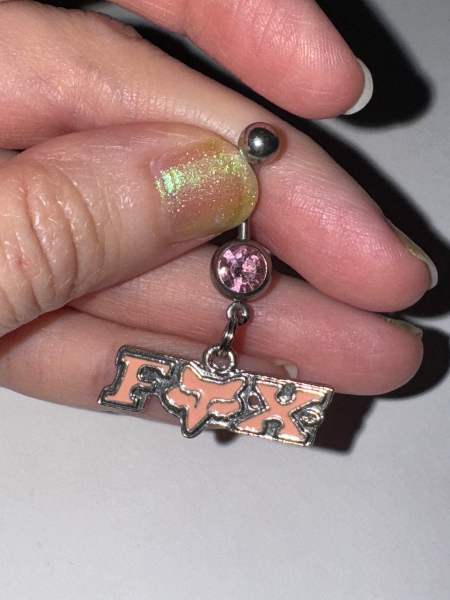 Pink Fox Dangle Belly Ring