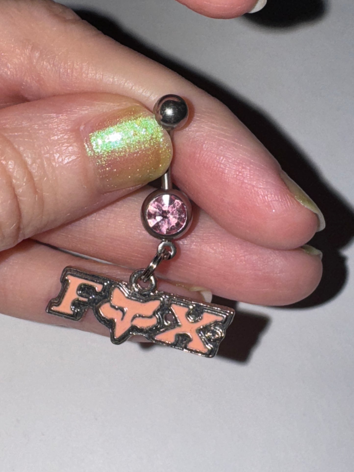 Pink Fox Dangle Belly Ring