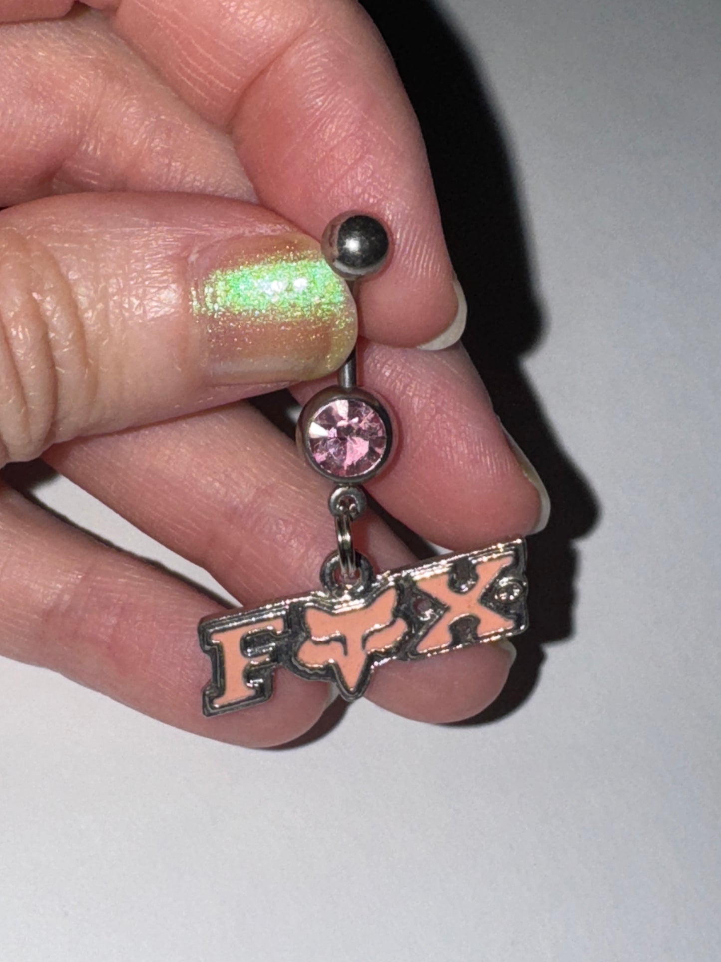 Pink Fox Dangle Belly Ring