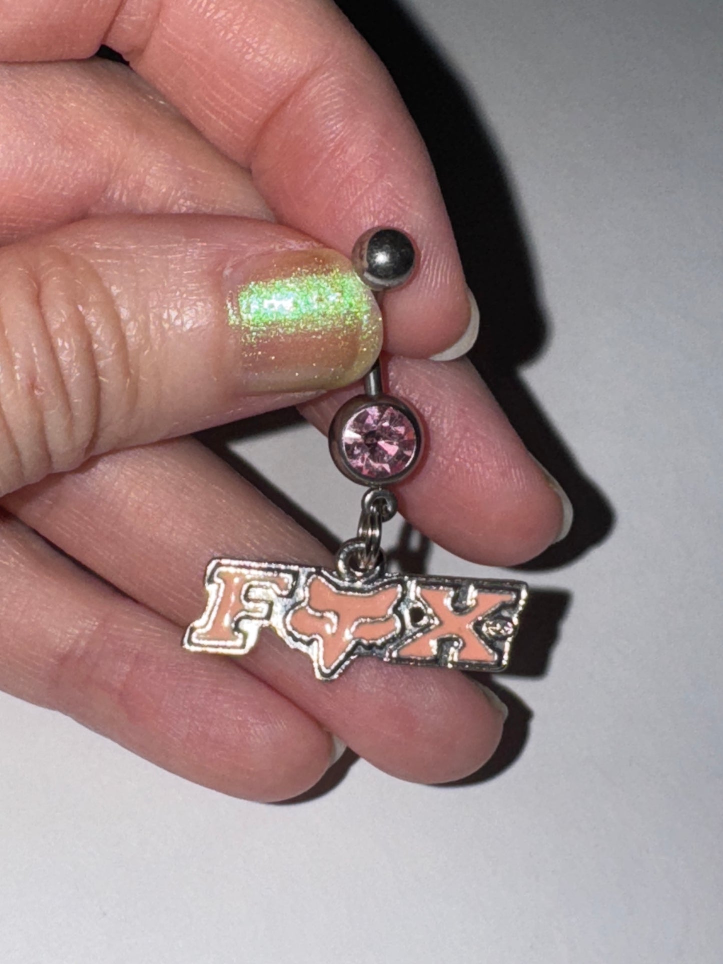 Pink Fox Dangle Belly Ring