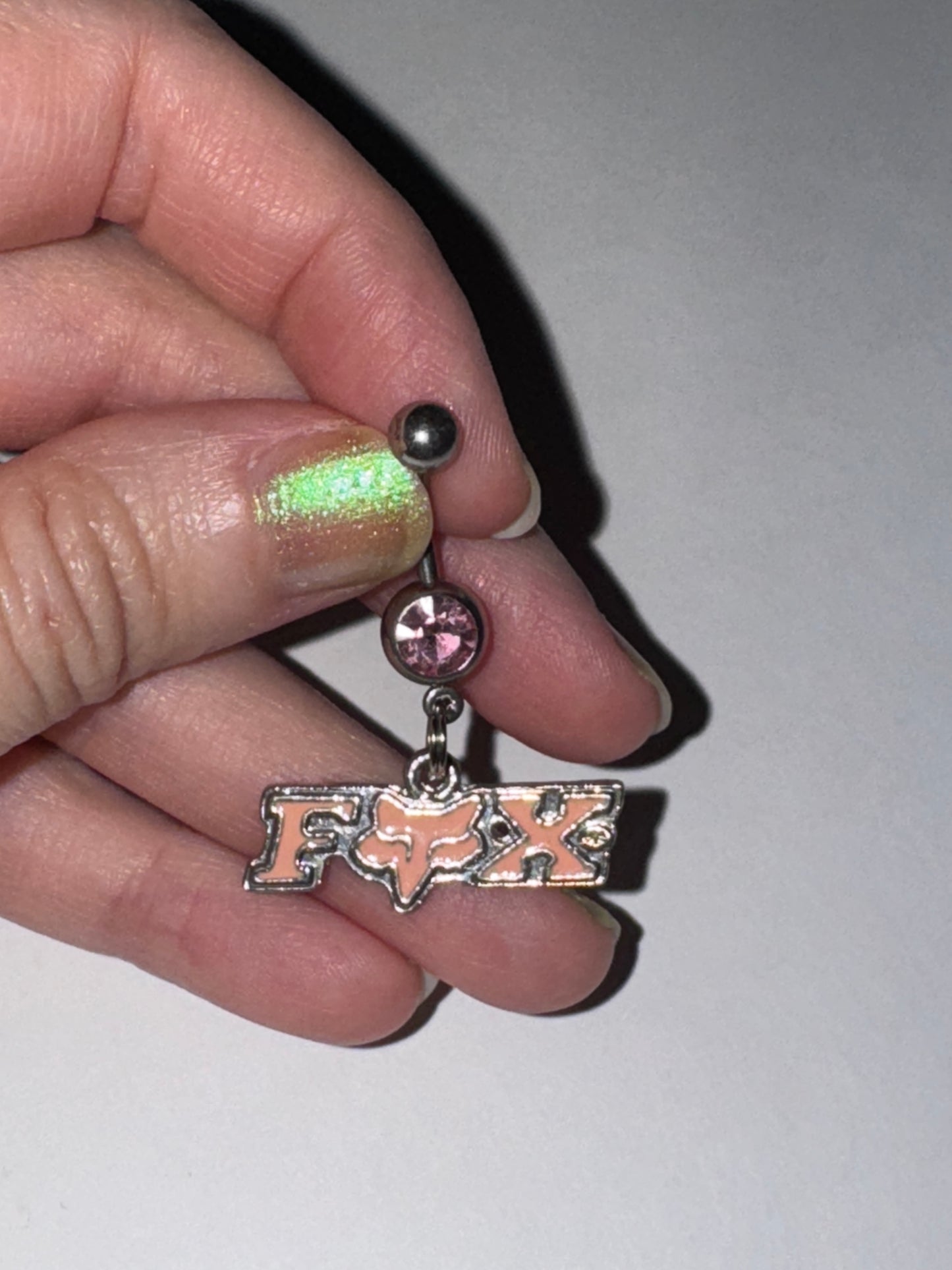 Pink Fox Dangle Belly Ring
