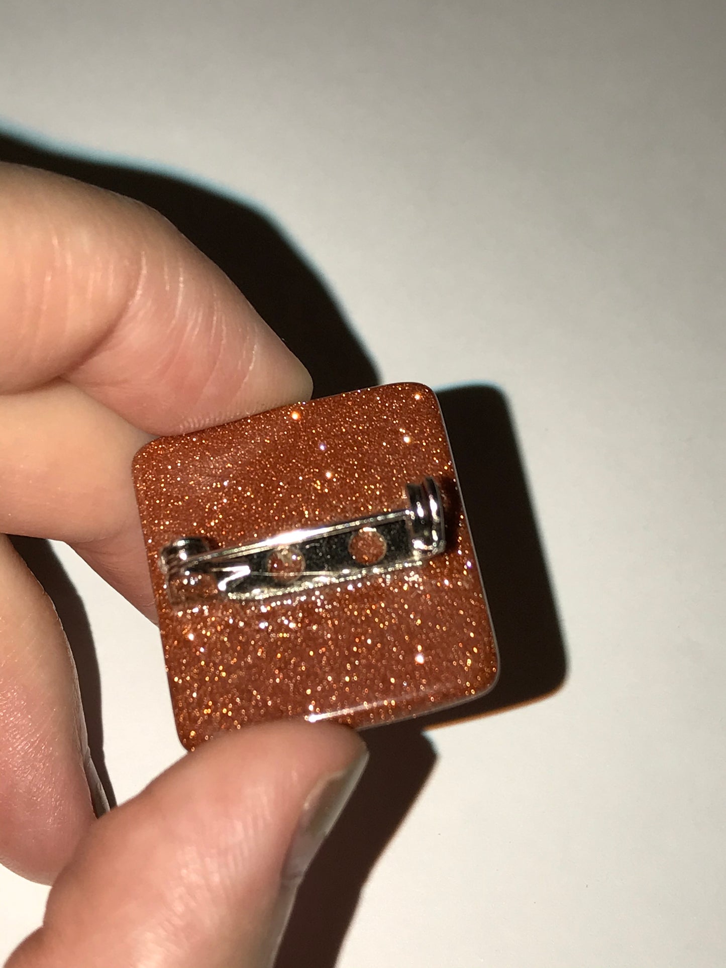 Square Gold Goldstone Pin