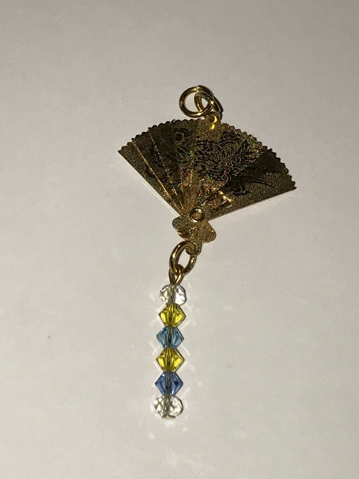 Gold Fan Pendant with Swarovski Accents