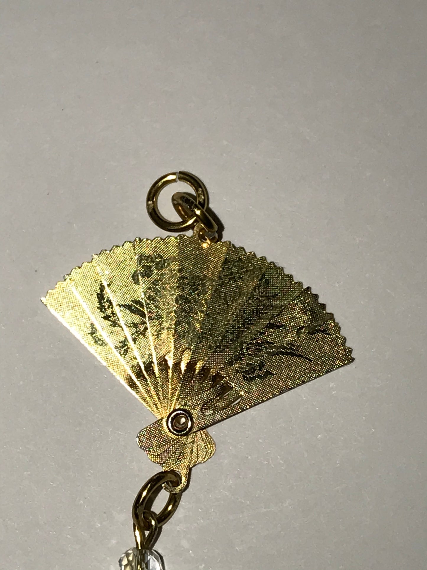 Gold Fan Pendant with Swarovski Accents
