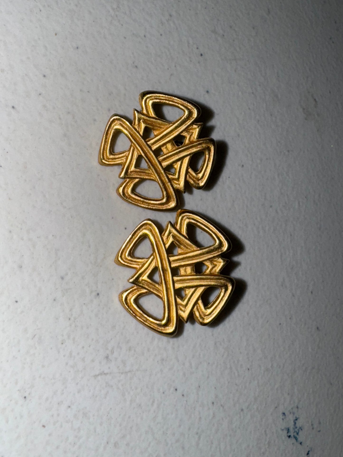 Vintage Gold Tone Square Knot Design Post Earrings