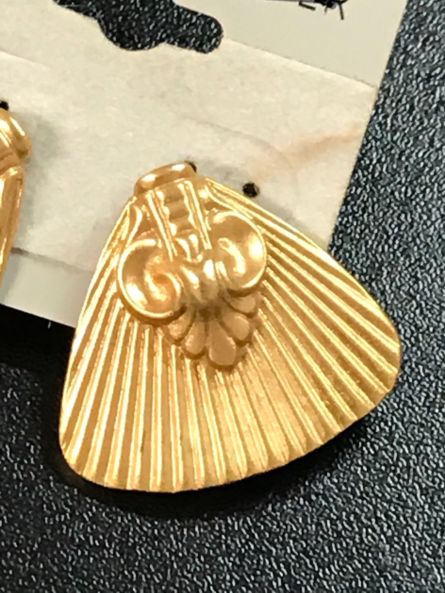 Gold Tone Vintage Triangular Post Earrings
