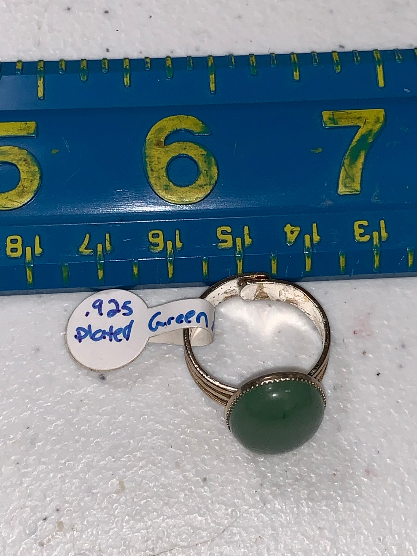 Silver Plated Green Aventurine Cab Ring, Sizeable