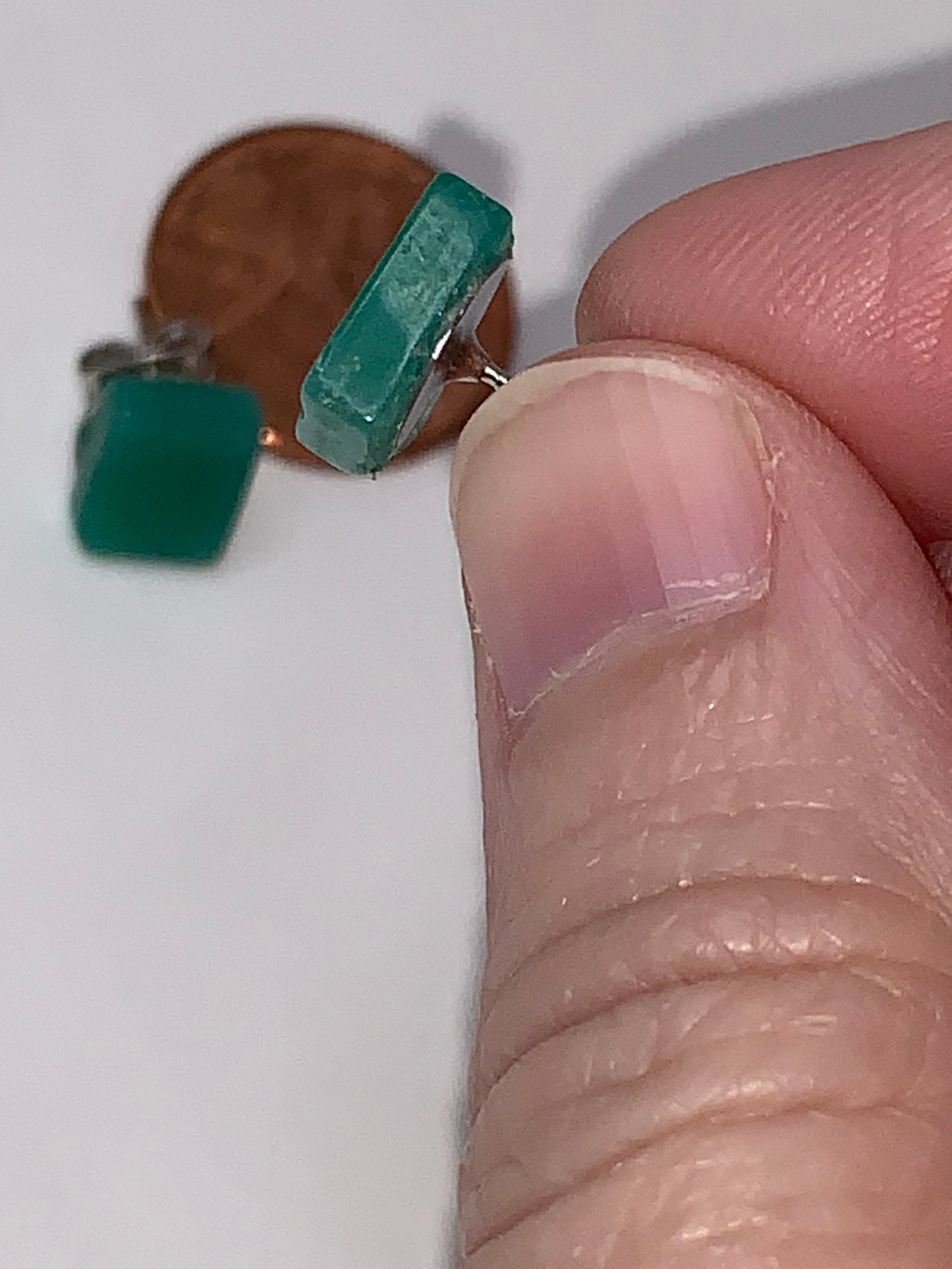 10x8mm Rectangular Green Aventurine Post Earrings