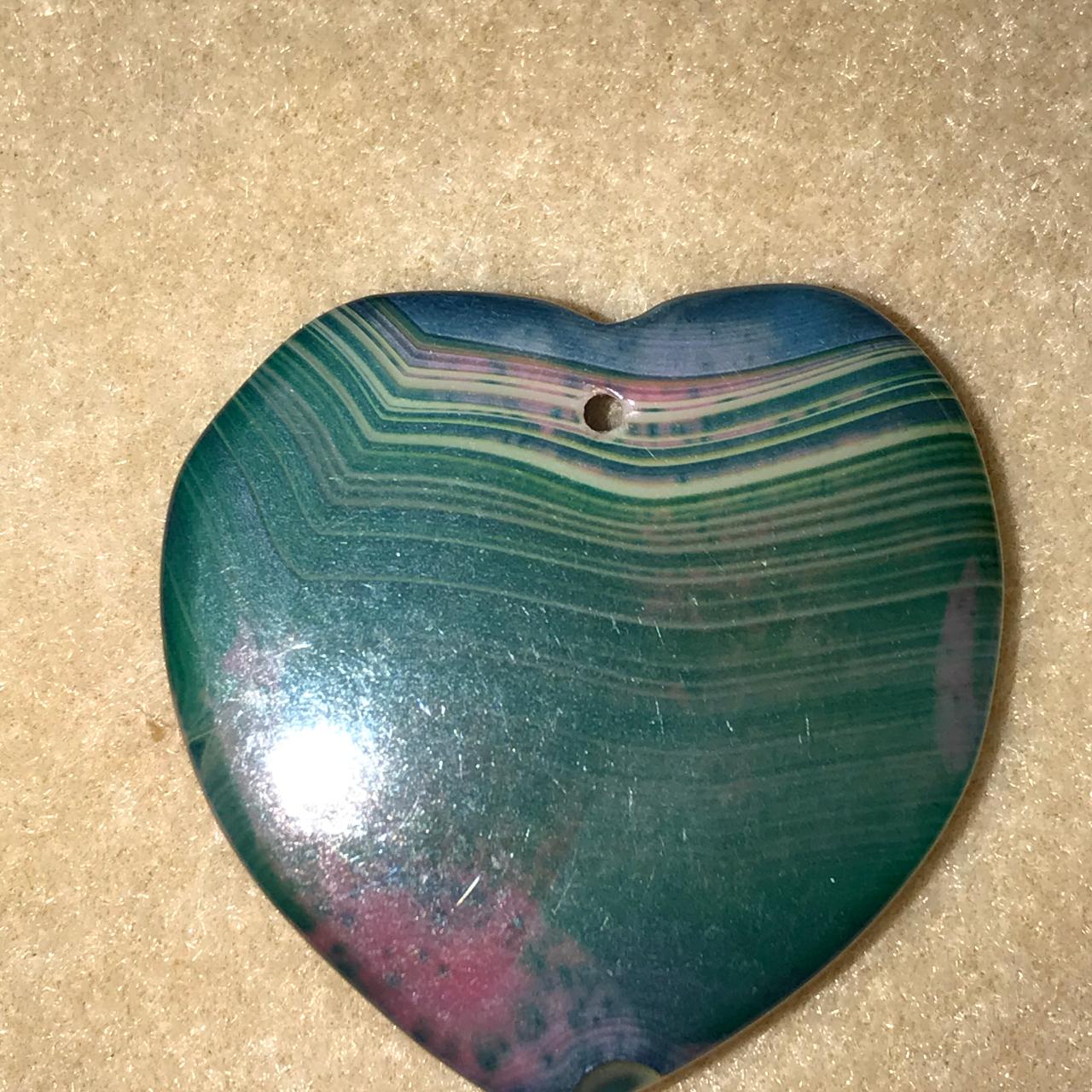 Green Onyx Agate Heart Pendant