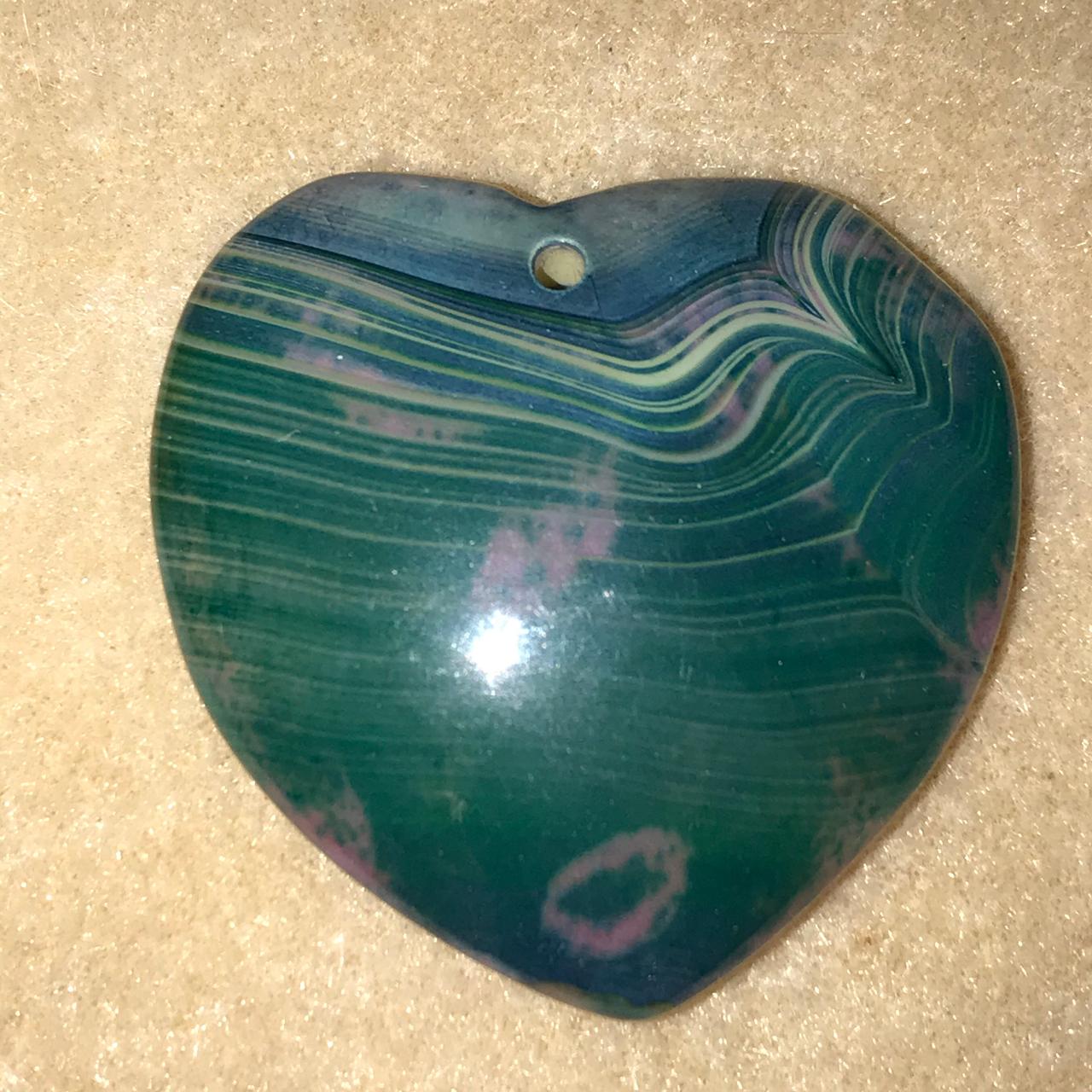 Green Onyx Agate Heart Pendant