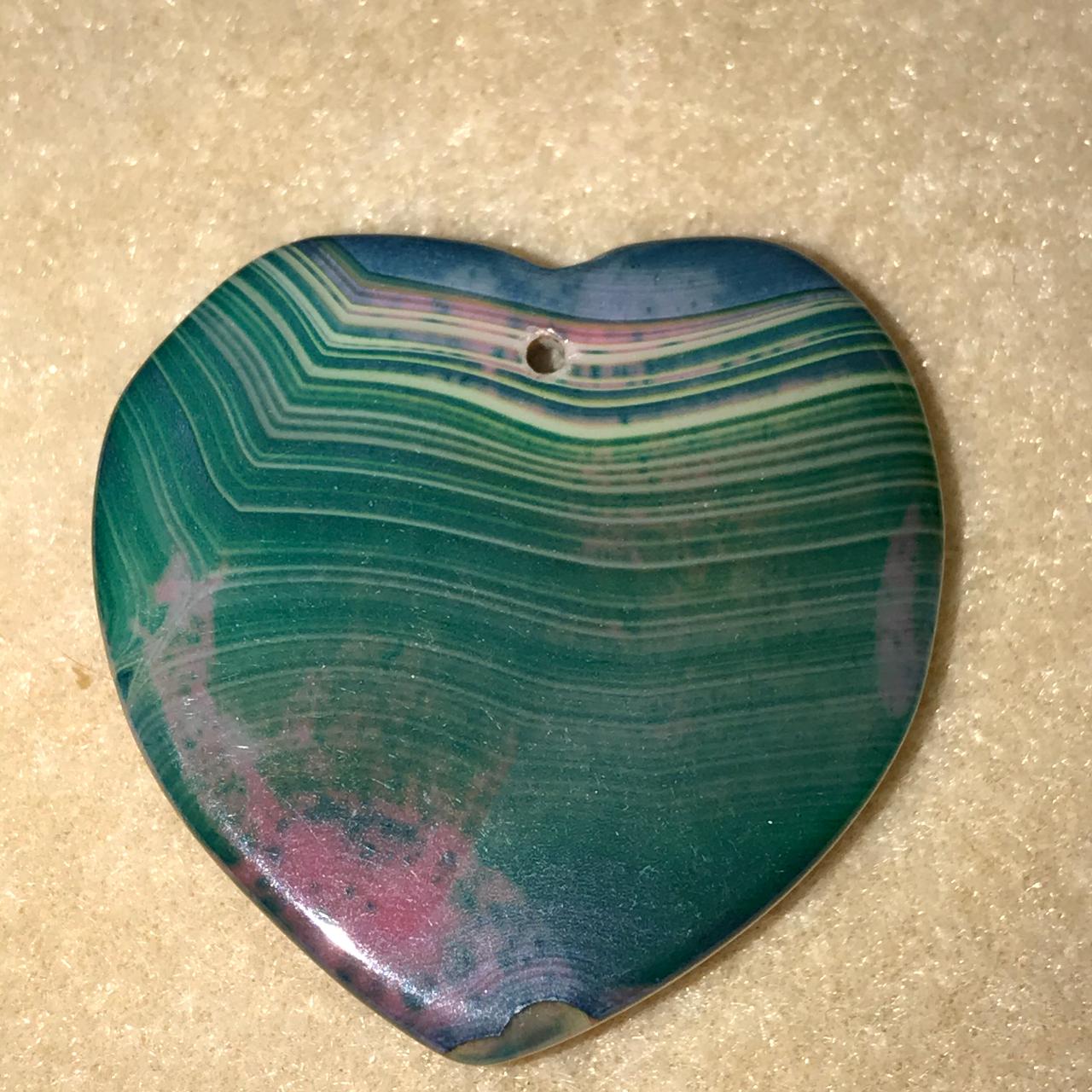 Green Onyx Agate Heart Pendant