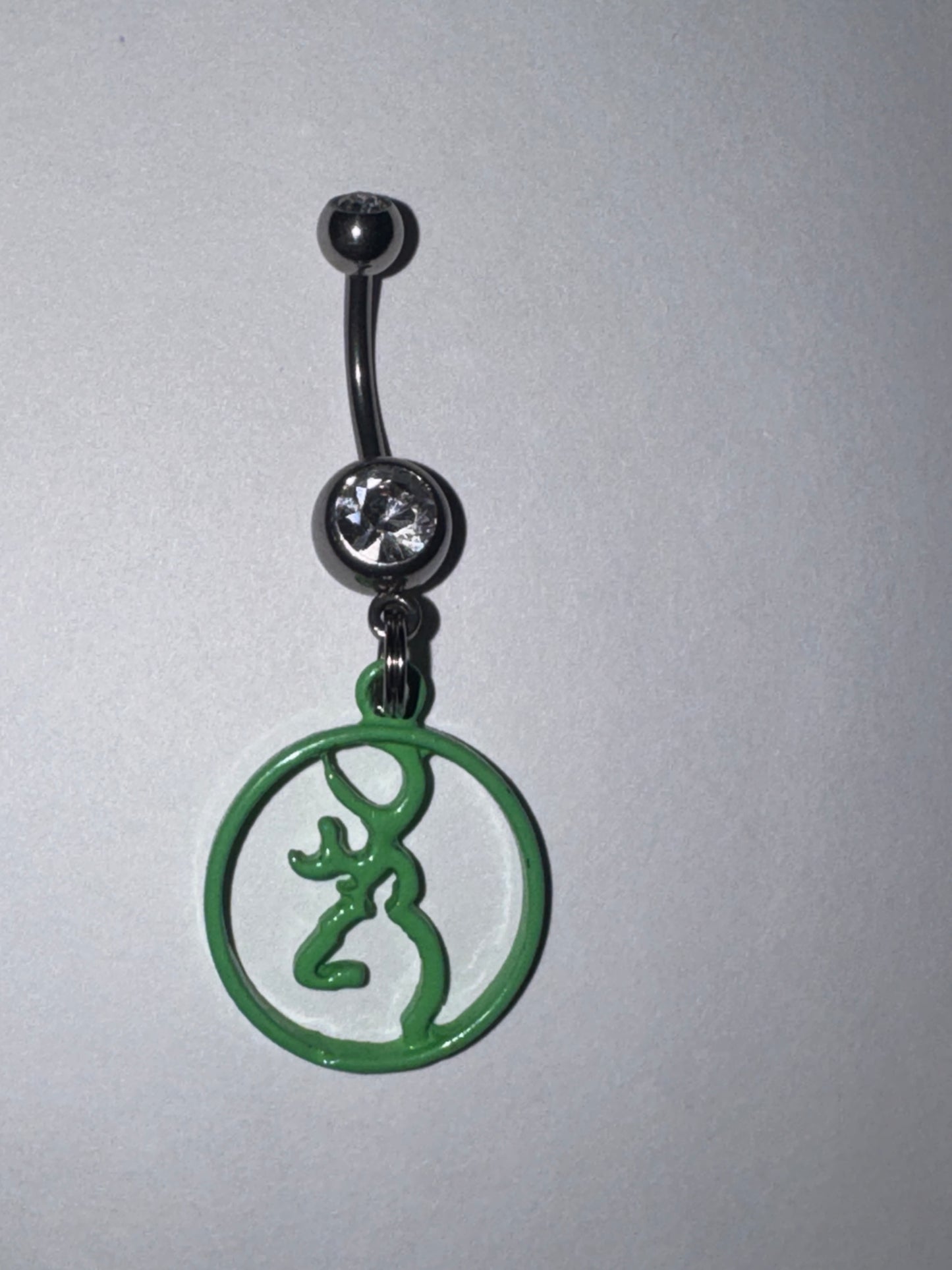 Green Titanium Browning Dangle Belly Ring
