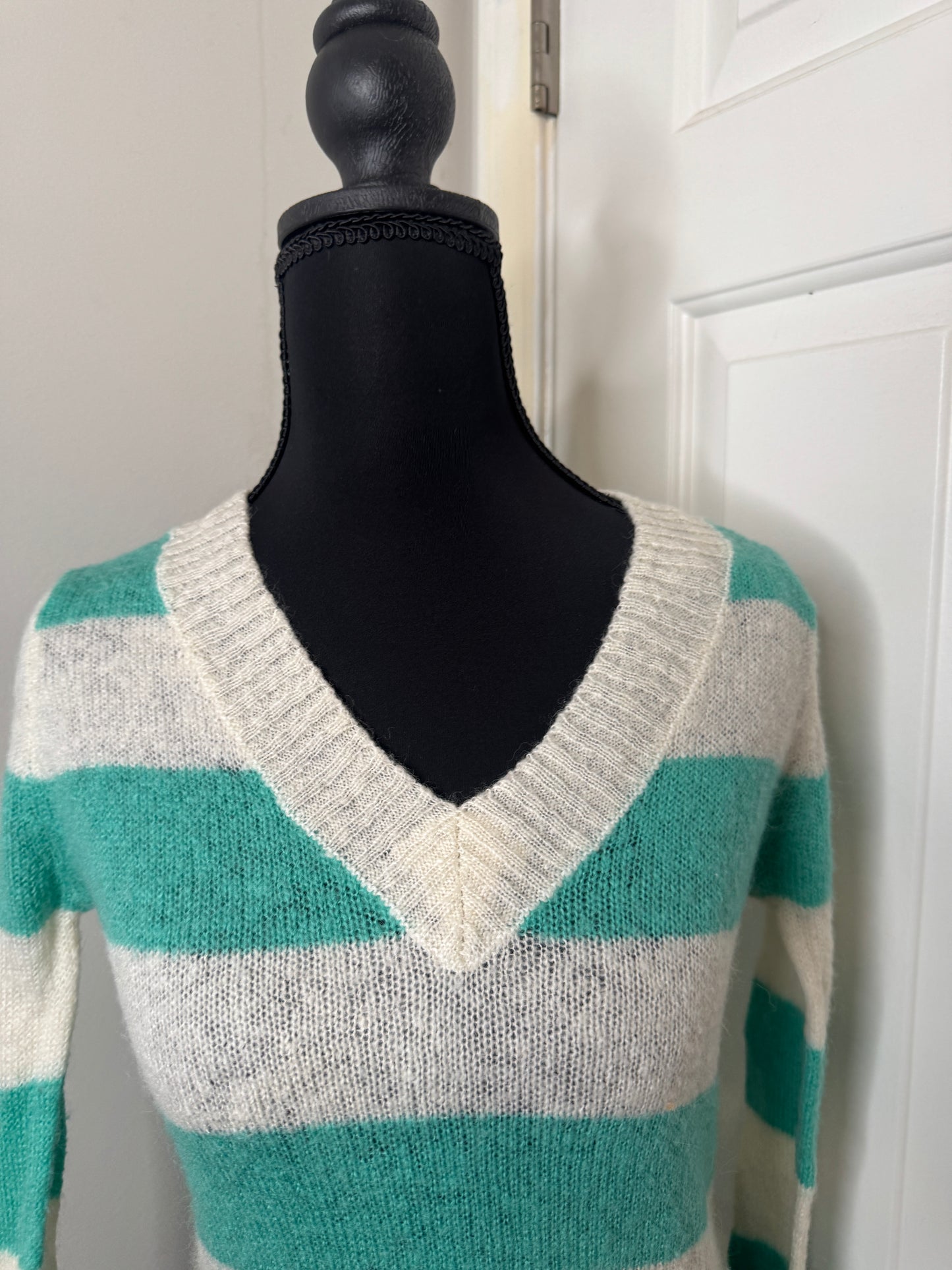 Green and white Forever 21 Sweater, Small