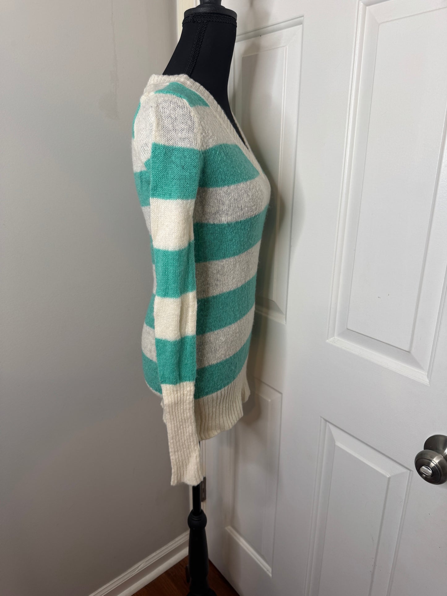 Green and white Forever 21 Sweater, Small