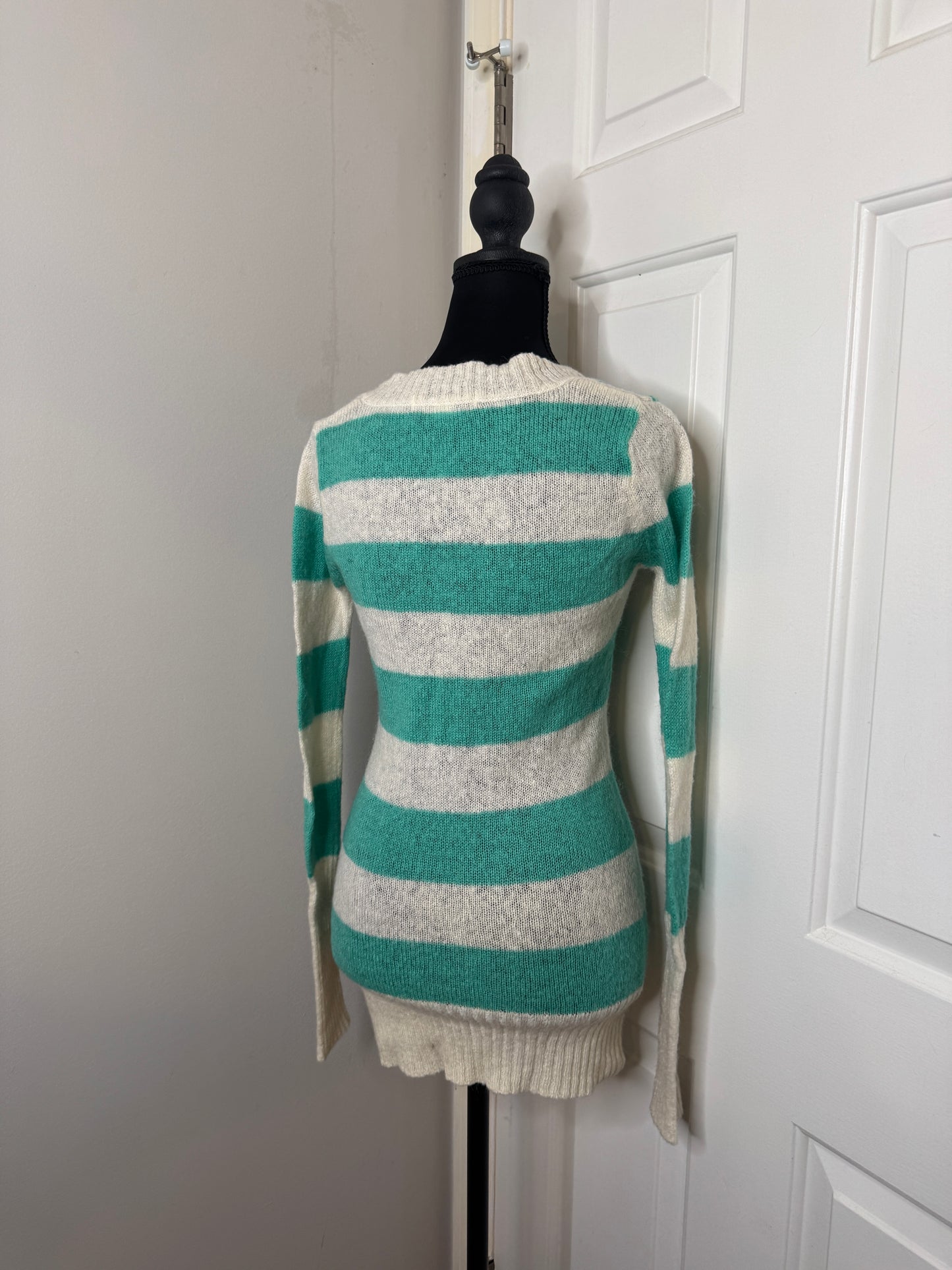 Green and white Forever 21 Sweater, Small