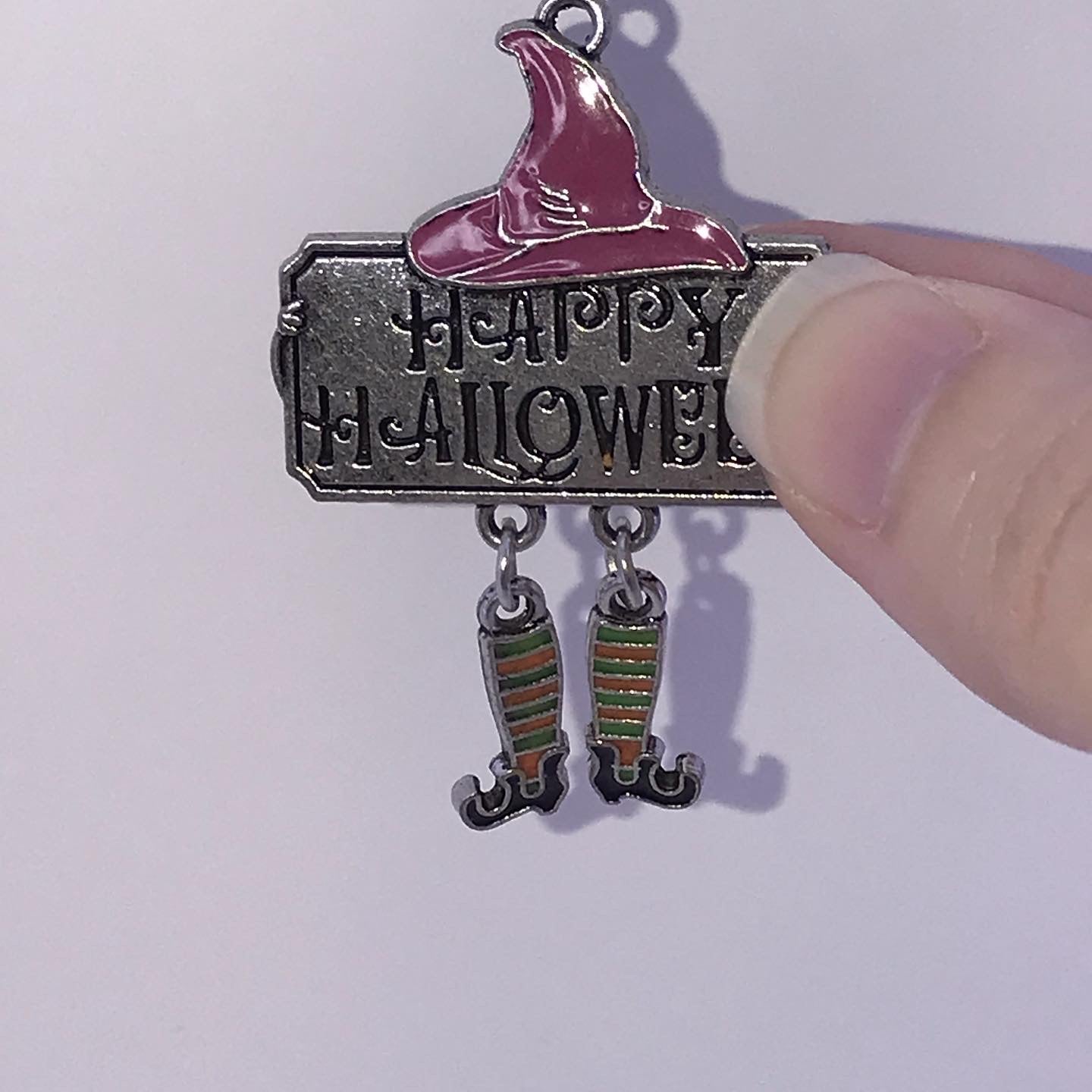 Happy Halloween Witchy Leg Pendant