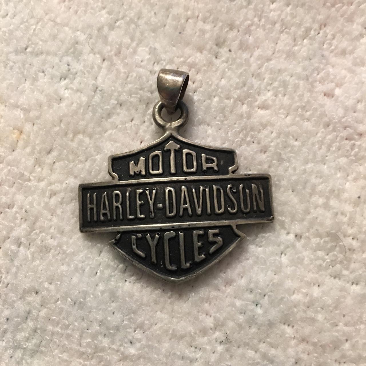 Large Sterling Silver Harley Davidson Shield Pendant