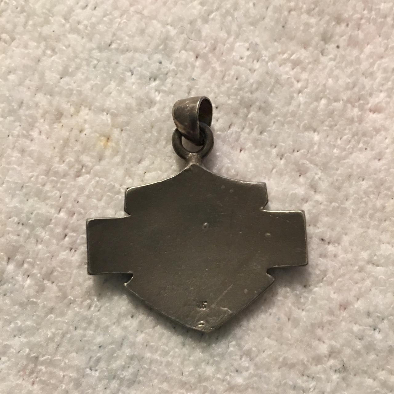 Large Sterling Silver Harley Davidson Shield Pendant