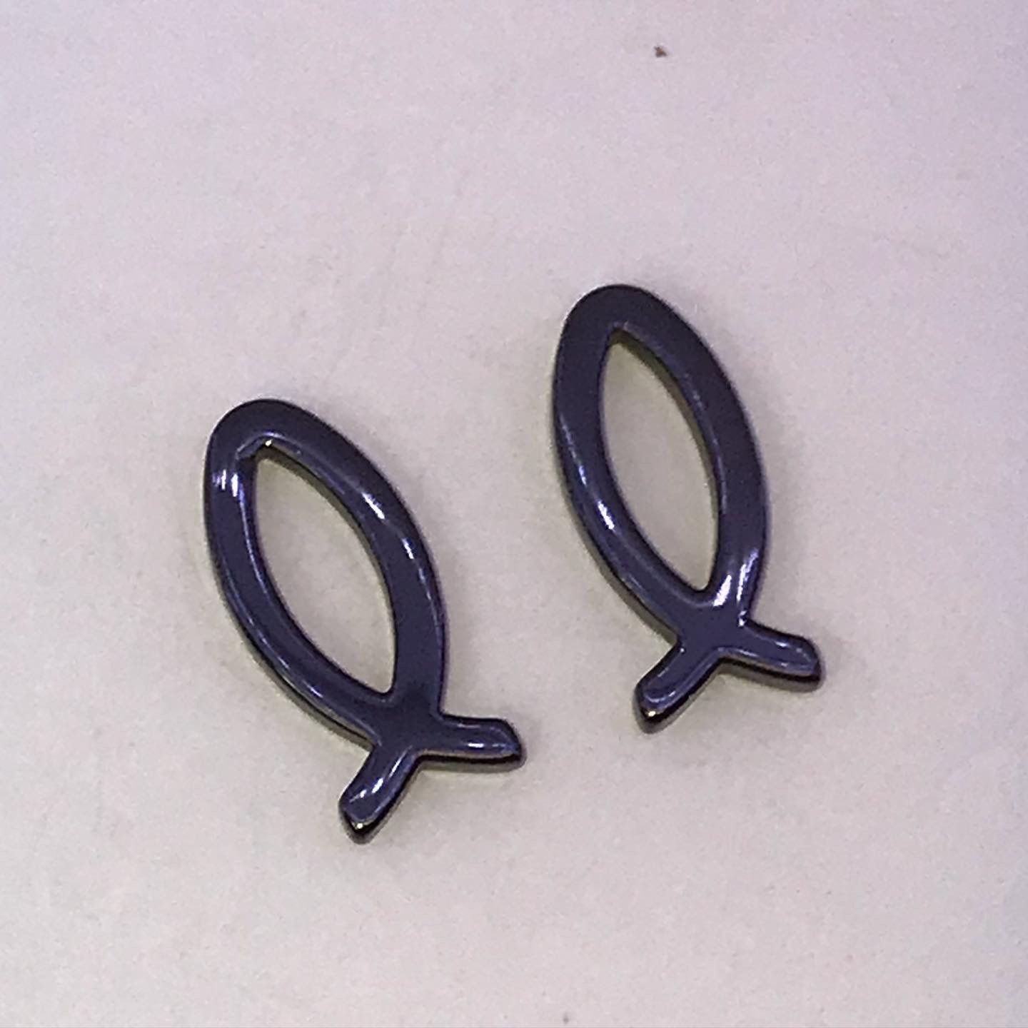 Hematite Christian Fish Pendant