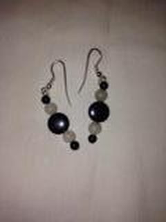 Hematite And Jade Earrings