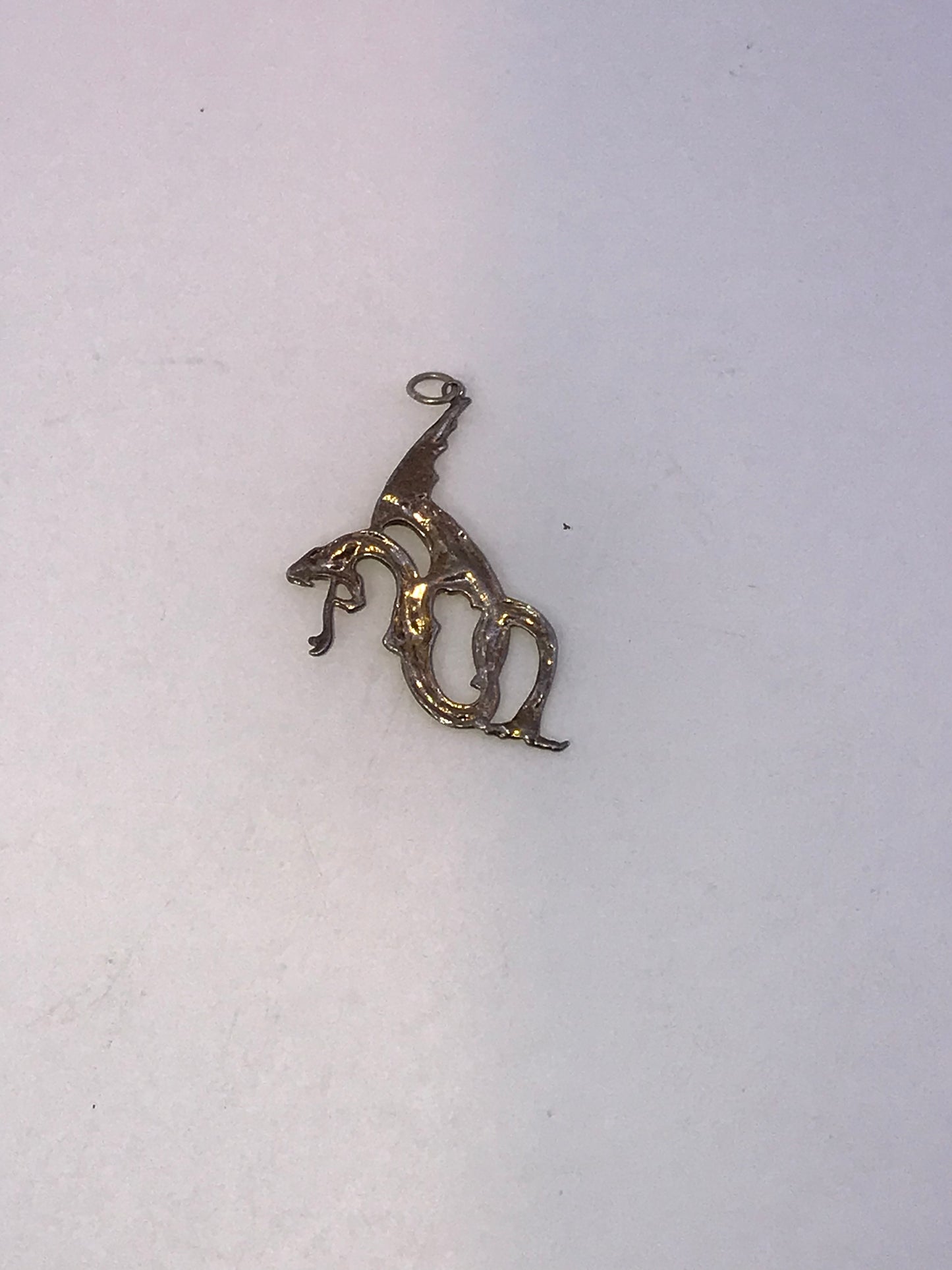 Sterling Silver Large Hissy Dragon Pendant