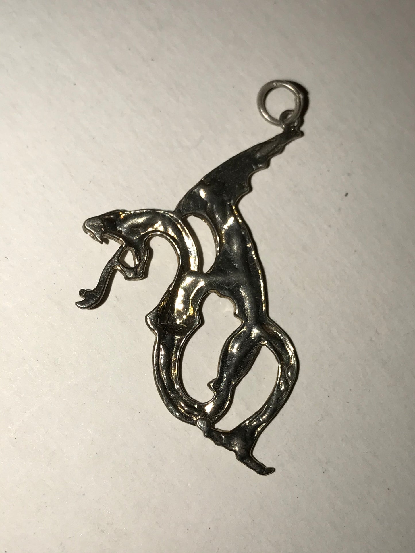 Sterling Silver Large Hissy Dragon Pendant