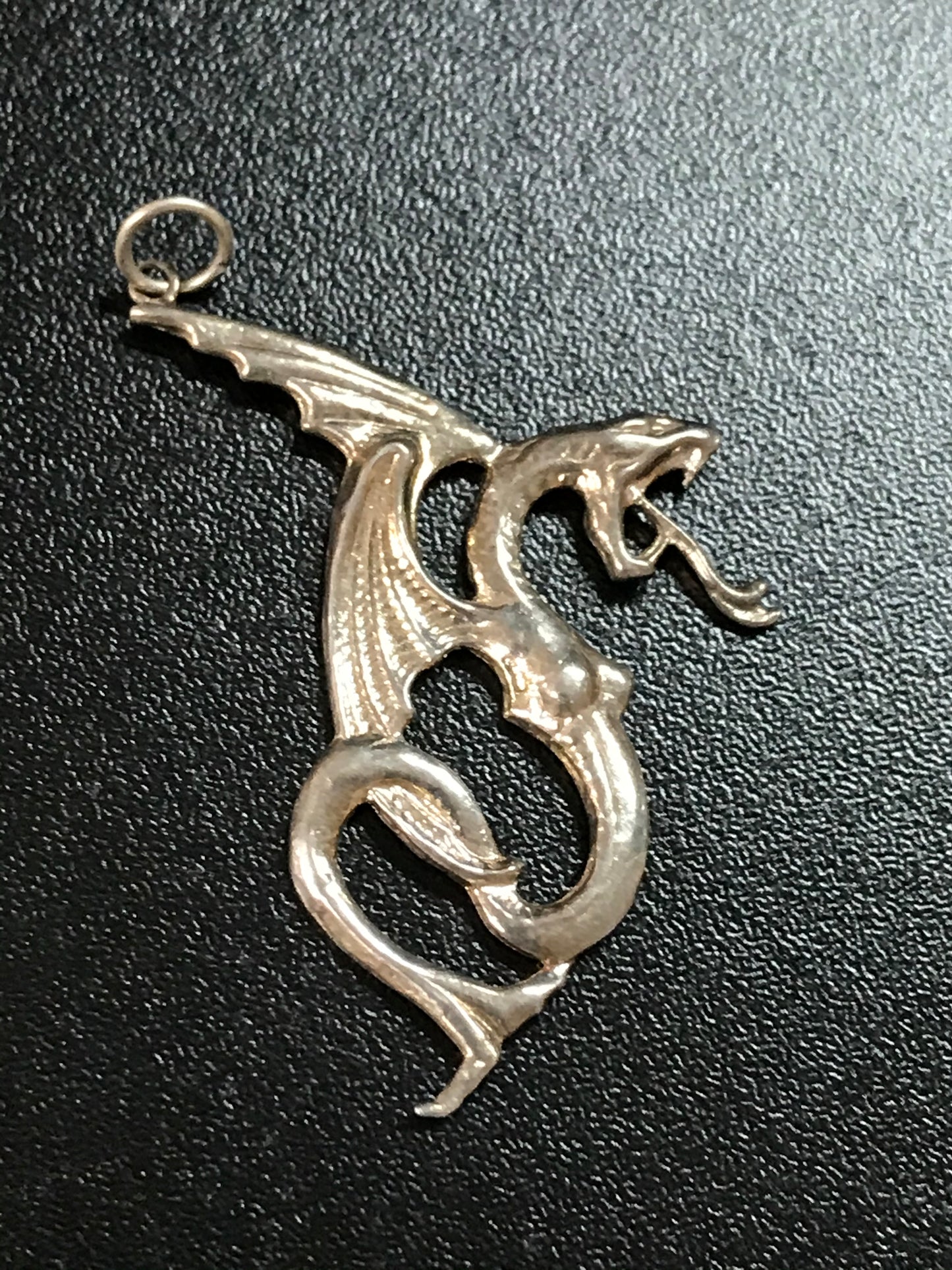 Sterling Silver Large Hissy Dragon Pendant