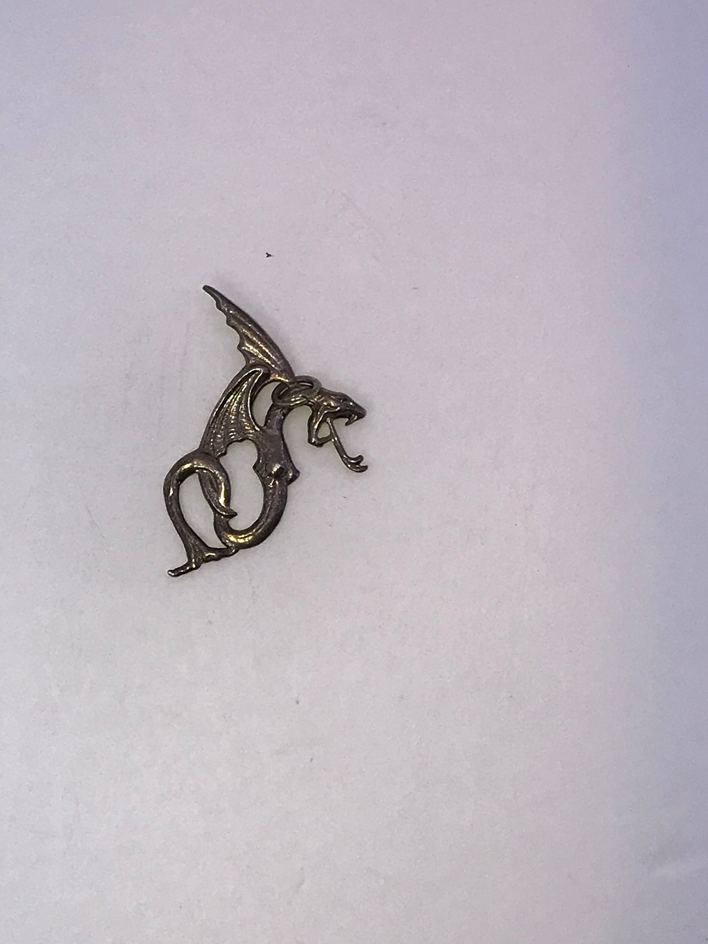 Sterling Silver Large Hissy Dragon Pendant