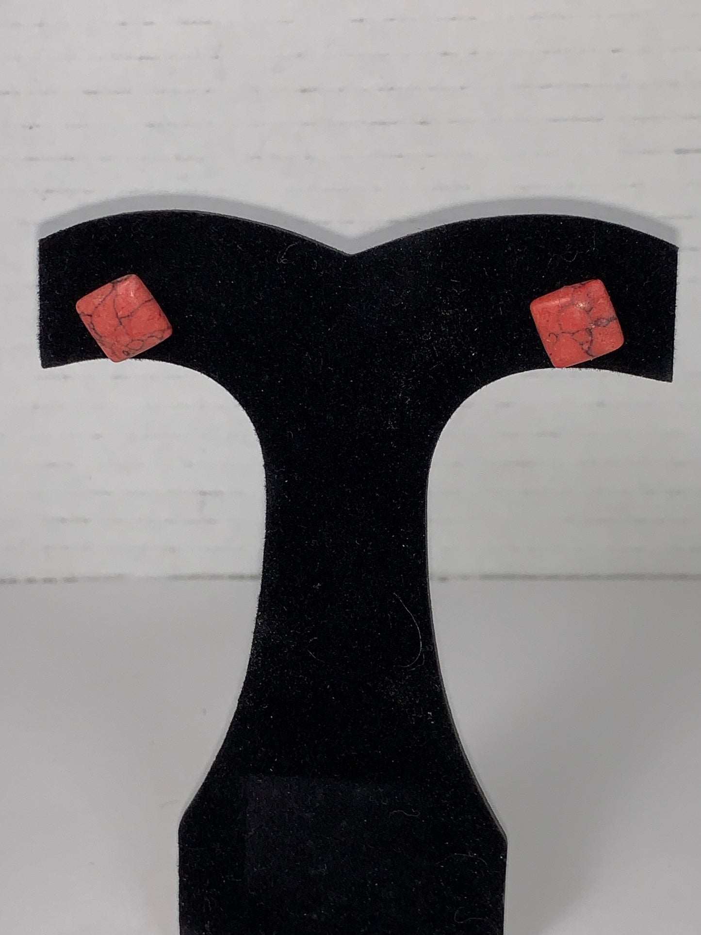 10mm Red Square Howlite Post Earrings