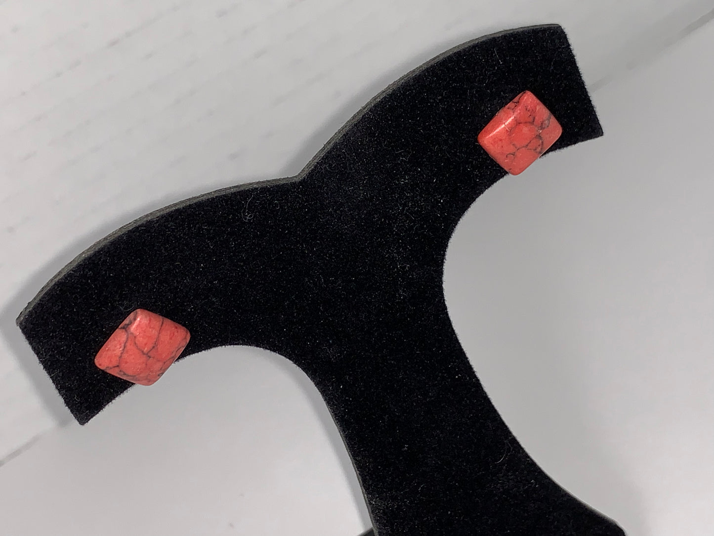 10mm Red Square Howlite Post Earrings