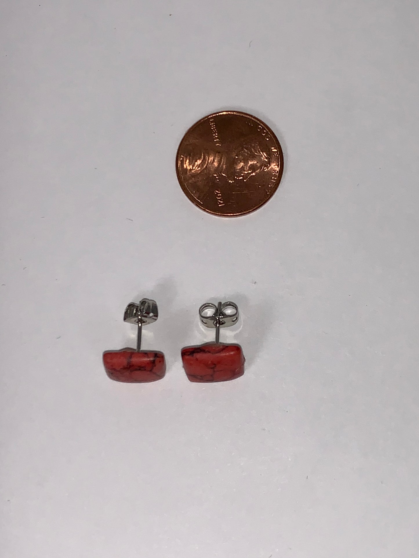 10mm Red Square Howlite Post Earrings