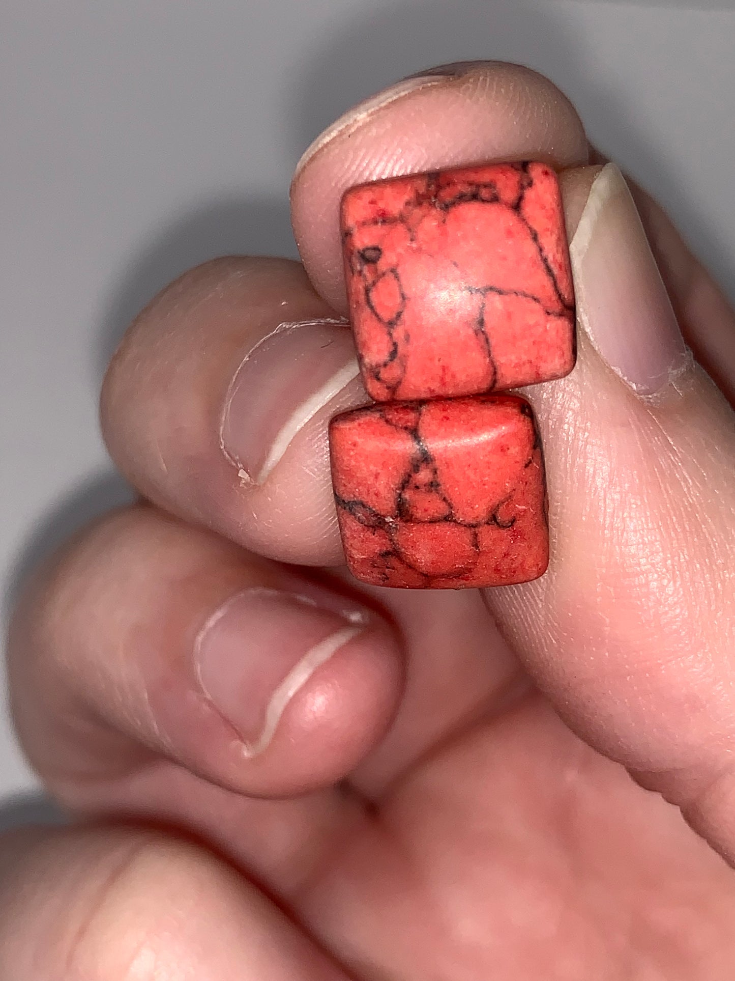 10mm Red Square Howlite Post Earrings
