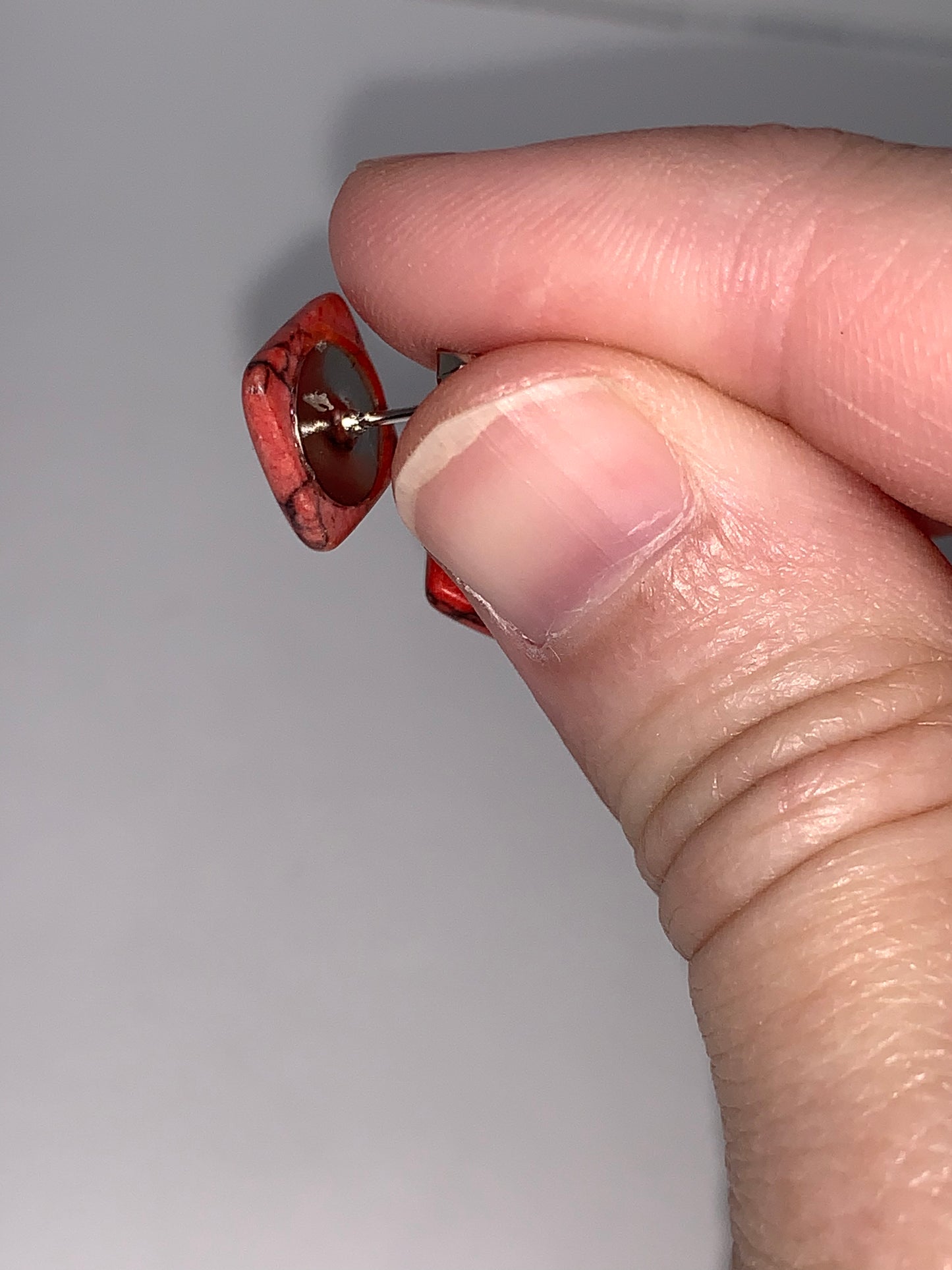 10mm Red Square Howlite Post Earrings