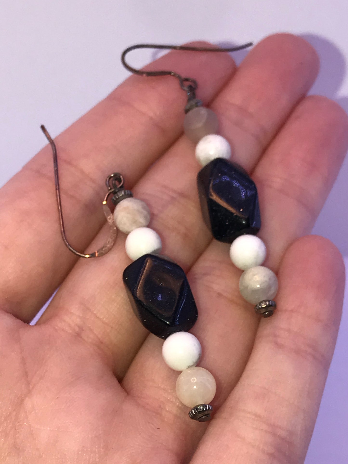 Jasper and Blue Goldstone Earrings