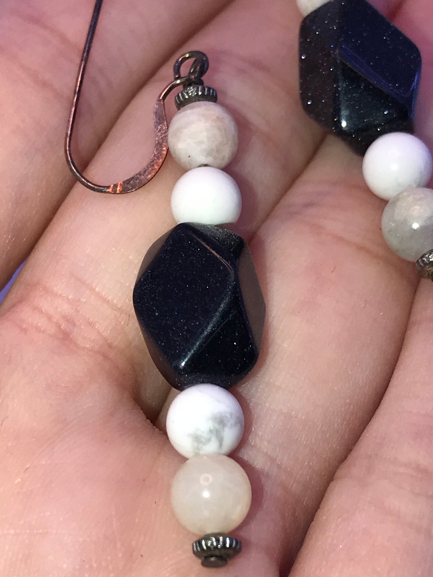 Jasper and Blue Goldstone Earrings