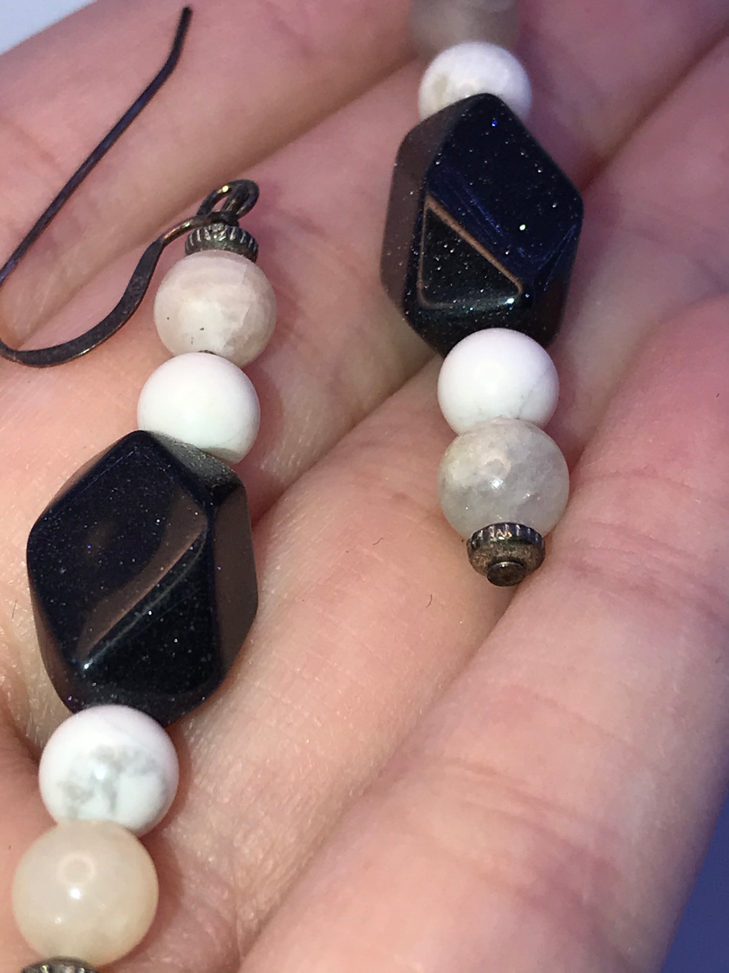 Jasper and Blue Goldstone Earrings