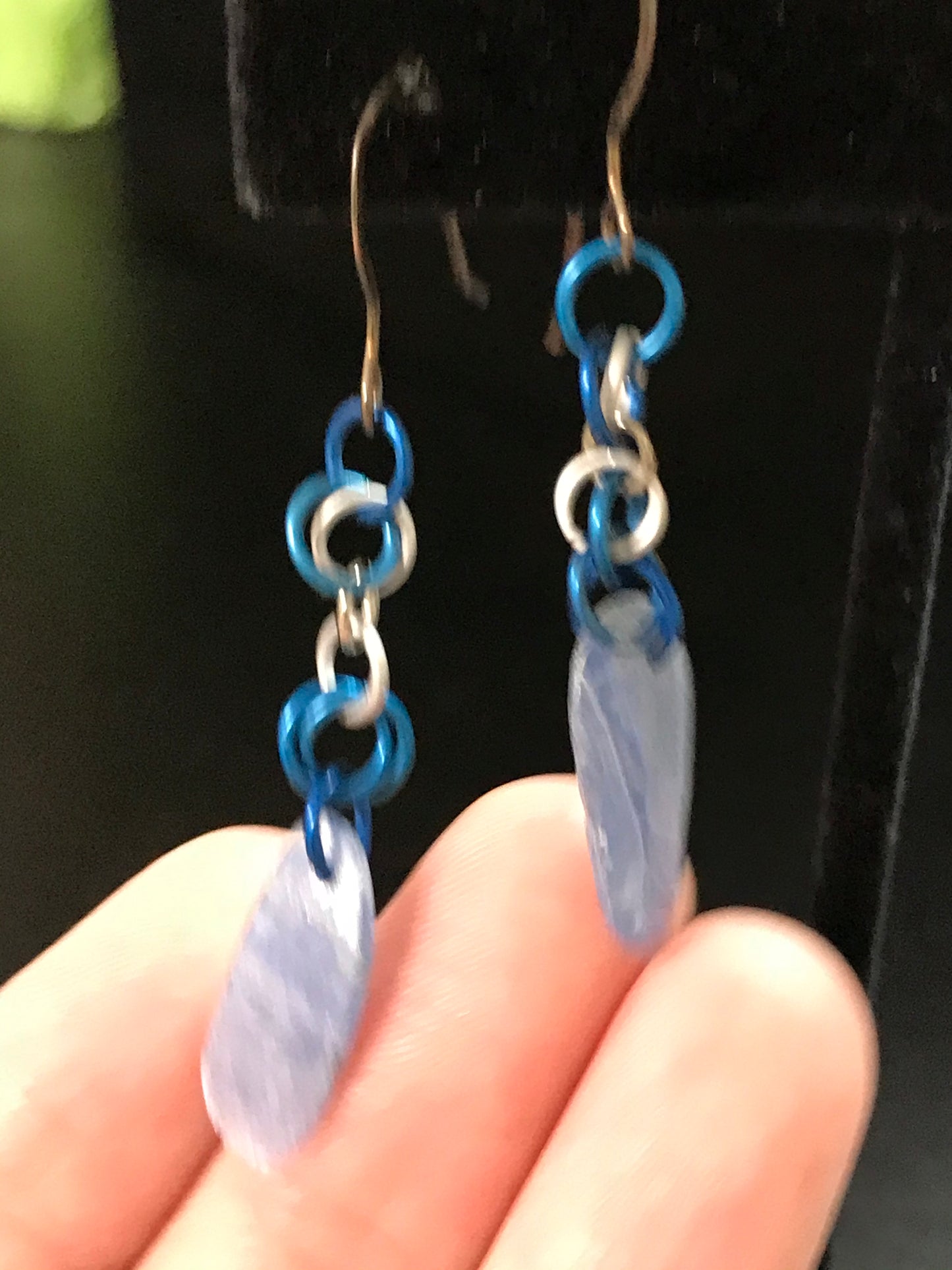 Kyanite Sliver Chainmail Earrings