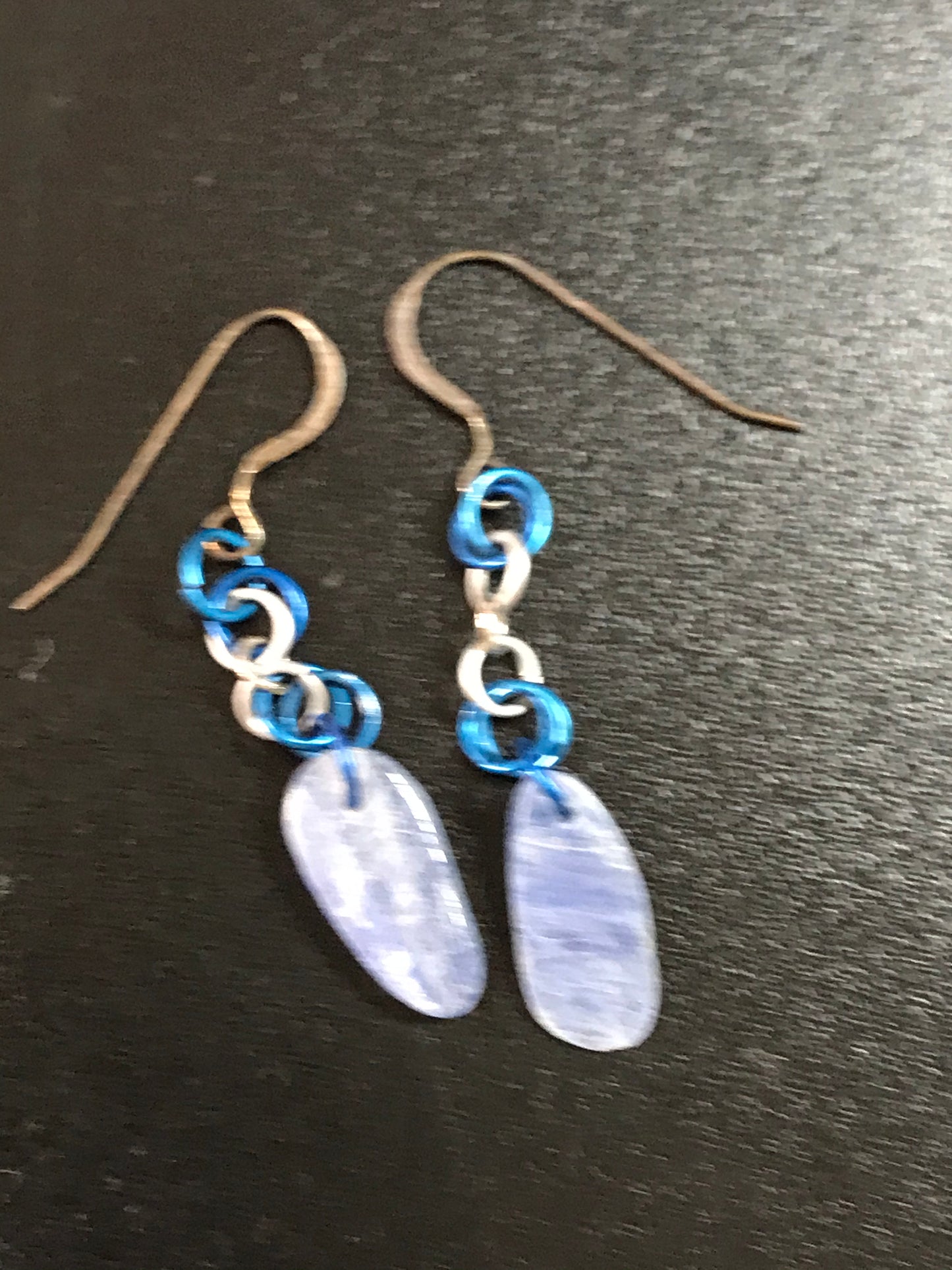Kyanite Sliver Chainmail Earrings